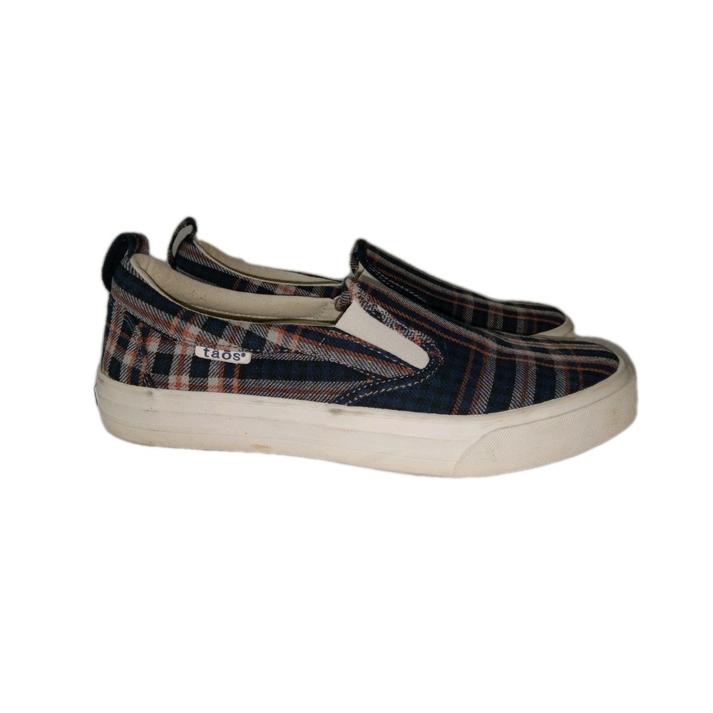 Taos Rubber Soul Women's size 8  Plaid Canvas Slip On Sneakers Shoes